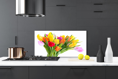 Painel vidro cozinha Tulipas Flores Planta