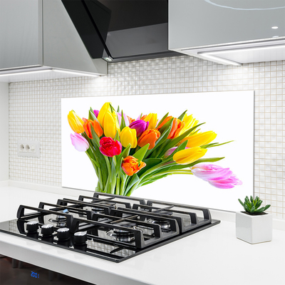 Painel vidro cozinha Tulipas Flores Planta