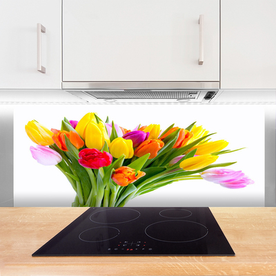 Painel vidro cozinha Tulipas Flores Planta