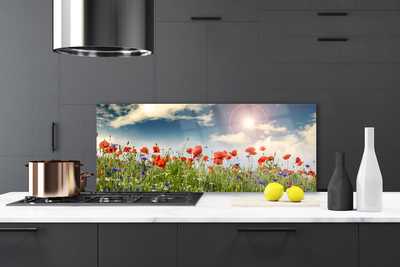 Painel vidro cozinha Flores do Prado Sol Natureza