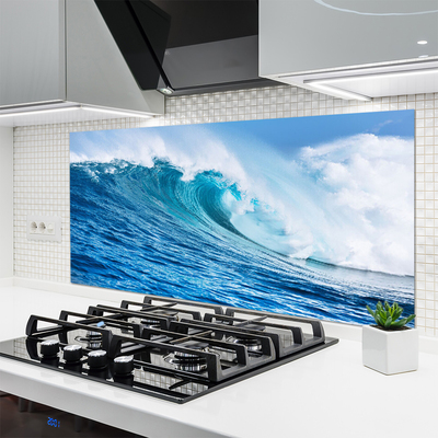 Painel vidro cozinha Ondas Mar Céu Nuvens