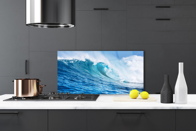 Painel vidro cozinha Ondas Mar Céu Nuvens