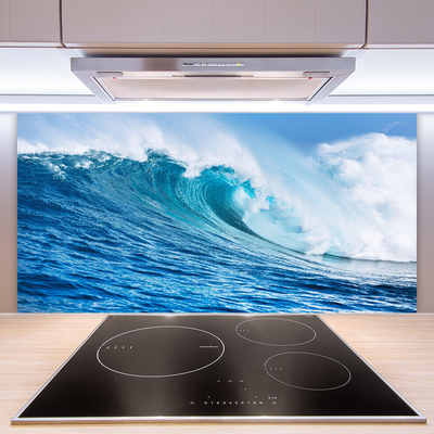 Painel vidro cozinha Ondas Mar Céu Nuvens