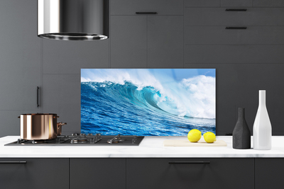 Painel vidro cozinha Ondas Mar Céu Nuvens