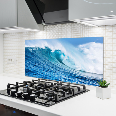 Painel vidro cozinha Ondas Mar Céu Nuvens
