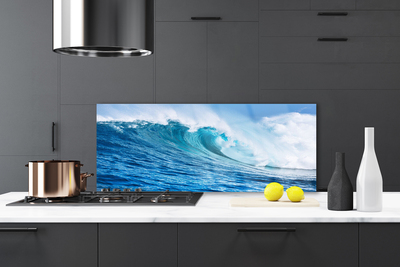 Painel vidro cozinha Ondas Mar Céu Nuvens