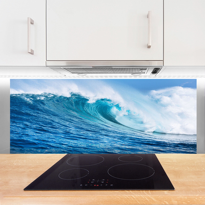 Painel vidro cozinha Ondas Mar Céu Nuvens