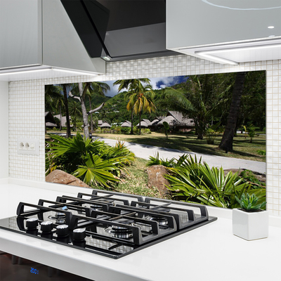 Painel vidro cozinha Folhas Palmeiras Natureza