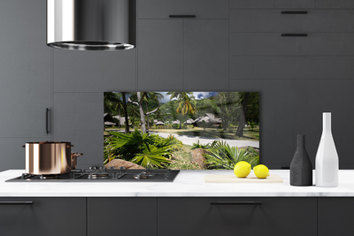 Painel vidro cozinha Folhas Palmeiras Natureza