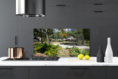 Painel vidro cozinha Folhas Palmeiras Natureza