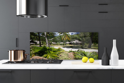 Painel vidro cozinha Folhas Palmeiras Natureza