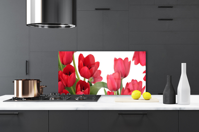 Painel vidro cozinha Tulipas Flores Planta