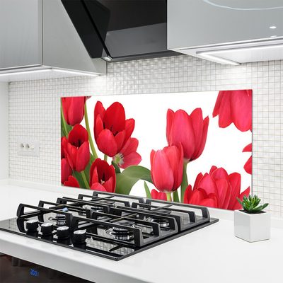 Painel vidro cozinha Tulipas Flores Planta