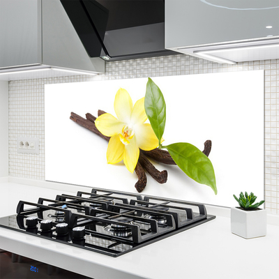 Painel vidro cozinha Planta de folhas de baunilha