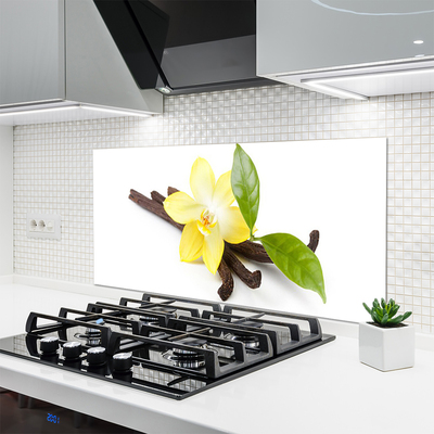Painel vidro cozinha Planta de folhas de baunilha