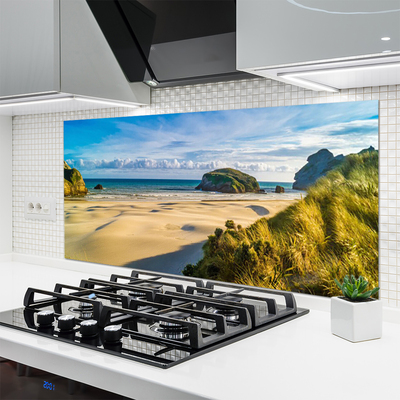 Painel vidro cozinha Praia Mar Oceano