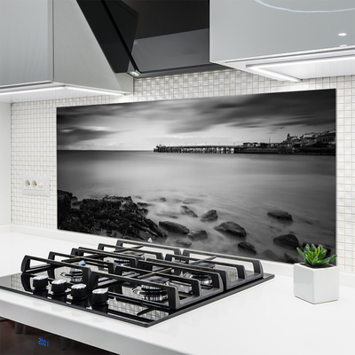 Painel vidro cozinha Paisagem do Píer do Mar