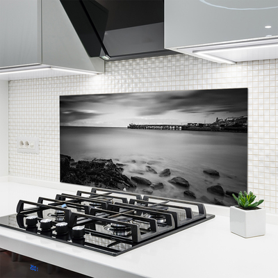 Painel vidro cozinha Paisagem do Píer do Mar