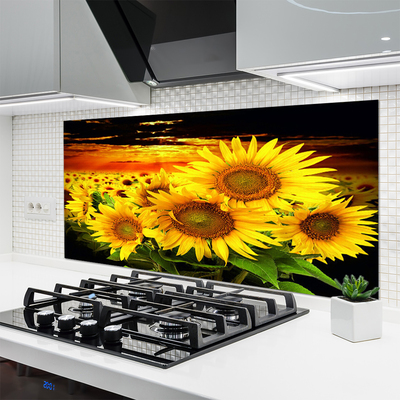 Painel vidro cozinha Planta de flor de girassol