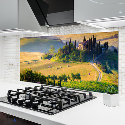 Painel vidro cozinha Paisagem de árvores de campo