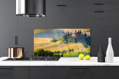 Painel vidro cozinha Paisagem de árvores de campo