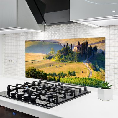 Painel vidro cozinha Paisagem de árvores de campo