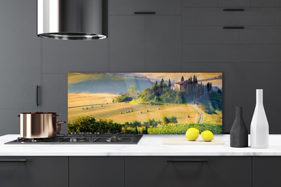 Painel vidro cozinha Paisagem de árvores de campo