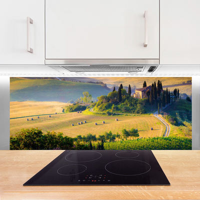 Painel vidro cozinha Paisagem de árvores de campo