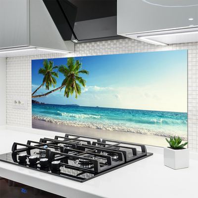 Painel cozinha Paisagem de palmeiras na praia do mar