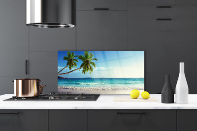 Painel cozinha Paisagem de palmeiras na praia do mar