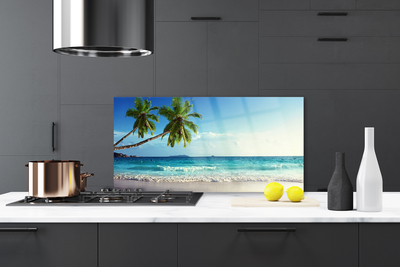 Painel cozinha Paisagem de palmeiras na praia do mar