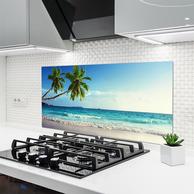 Painel cozinha Paisagem de palmeiras na praia do mar