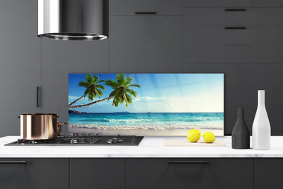 Painel cozinha Paisagem de palmeiras na praia do mar