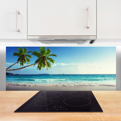 Painel cozinha Paisagem de palmeiras na praia do mar