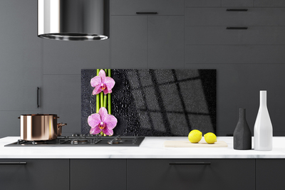 Painel vidro cozinha Planta de flor de bambu Natureza