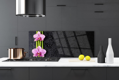 Painel vidro cozinha Planta de flor de bambu Natureza