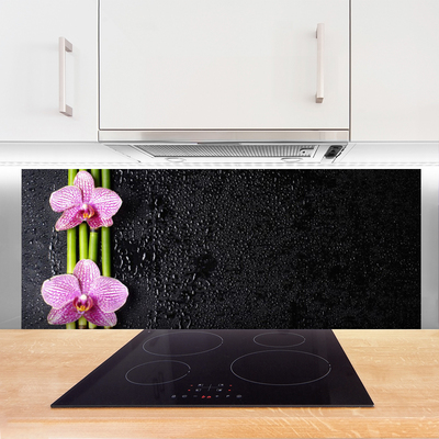 Painel vidro cozinha Planta de flor de bambu Natureza