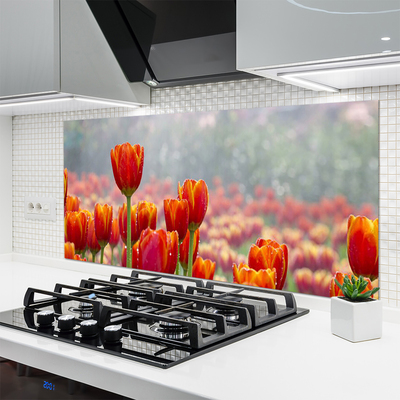 Painel vidro cozinha Tulipas Flores Planta