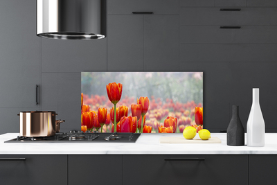 Painel vidro cozinha Tulipas Flores Planta