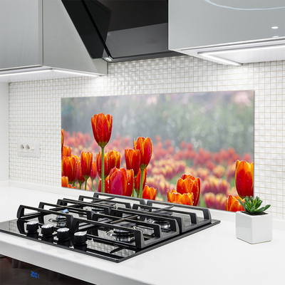 Painel vidro cozinha Tulipas Flores Planta