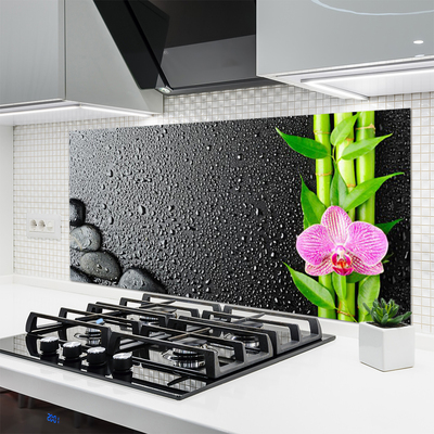 Painel vidro cozinha Planta de flor de caule de bambu