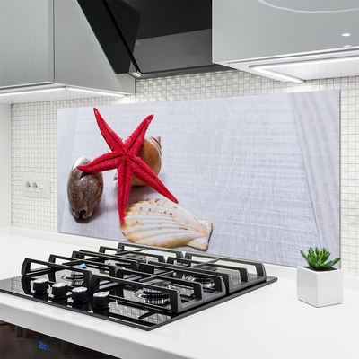 Painel vidro cozinha Arte de conchas de estrelas do mar