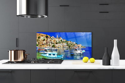 Painel cozinha Barcos Cidade Mar Paisagem