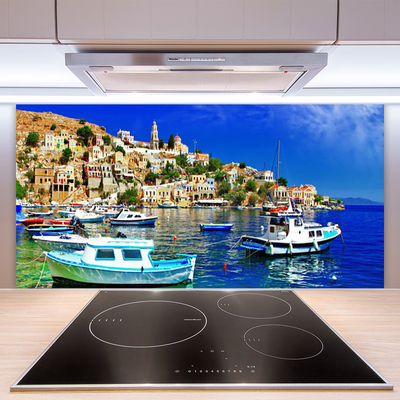 Painel cozinha Barcos Cidade Mar Paisagem