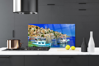 Painel cozinha Barcos Cidade Mar Paisagem