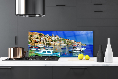 Painel cozinha Barcos Cidade Mar Paisagem