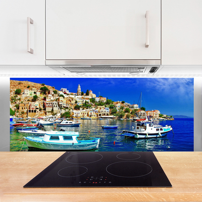 Painel cozinha Barcos Cidade Mar Paisagem