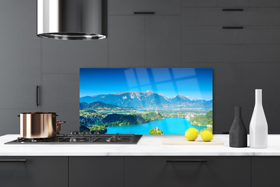 Painel vidro cozinha Paisagem de lago de montanha