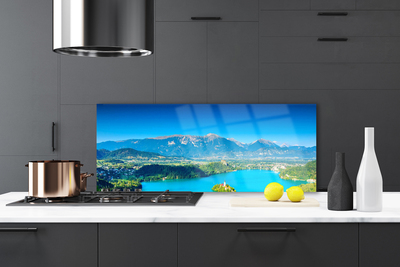 Painel vidro cozinha Paisagem de lago de montanha