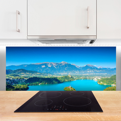 Painel vidro cozinha Paisagem de lago de montanha